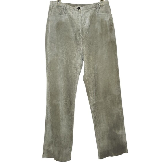 Vintage J Jill Gray Leather Pants Women's Size 10 High Rise Straight Leg Fit - Picture 1 of 3